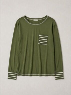 Olive Green Long-Sleeve Pocket Pajama Set XL Ekouaer